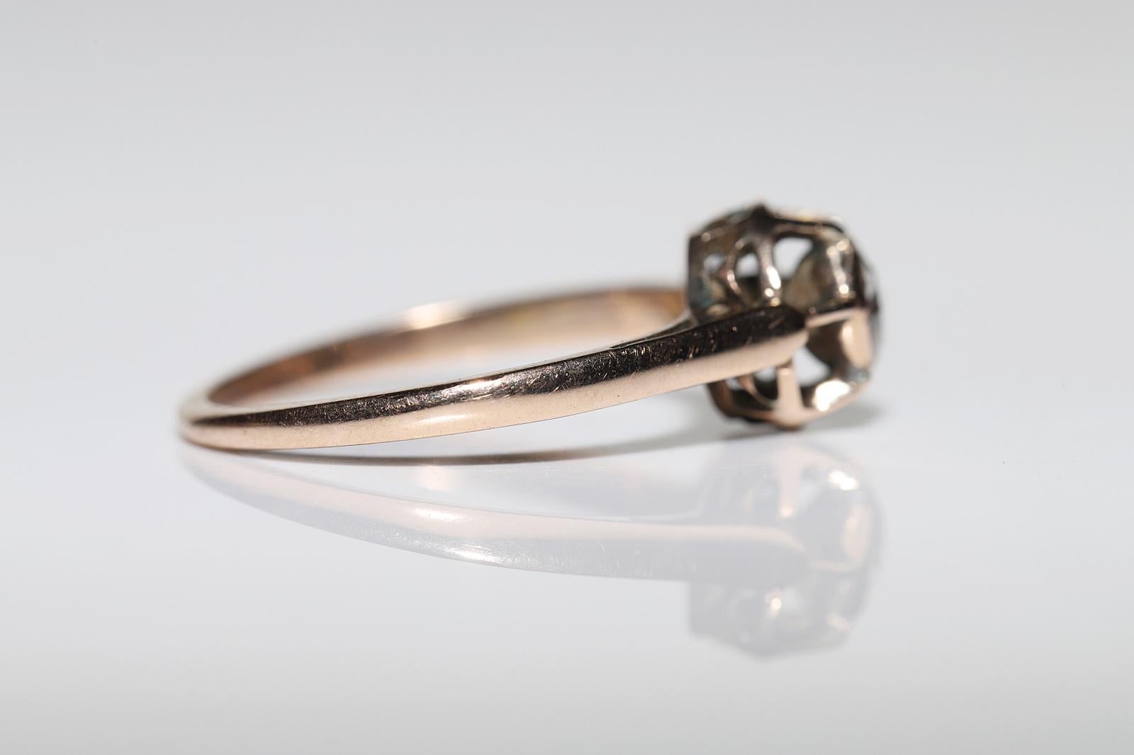 Antique Circa 1900s 10k Gold Natural Rose Cut Diamond Solitaire Ring im Zustand „Gut“ im Angebot in Fatih/İstanbul, 34