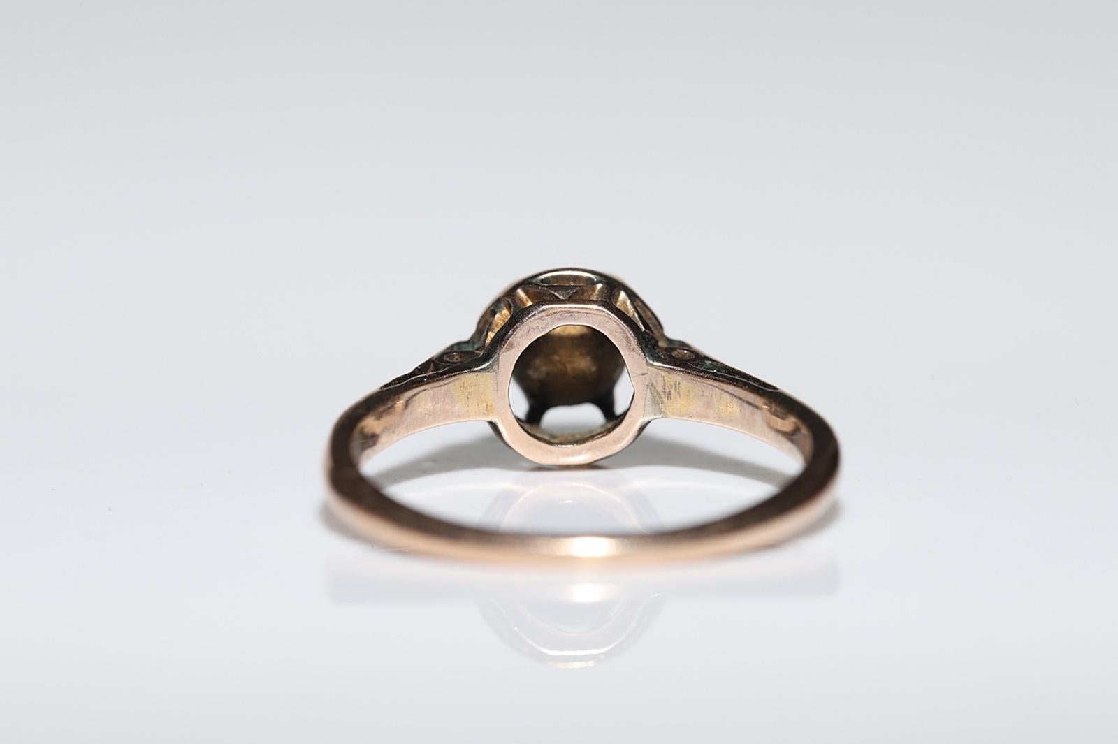 Antique Circa 1900s 10k Gold Natural Rose Cut Diamond Solitaire Ring Damen im Angebot
