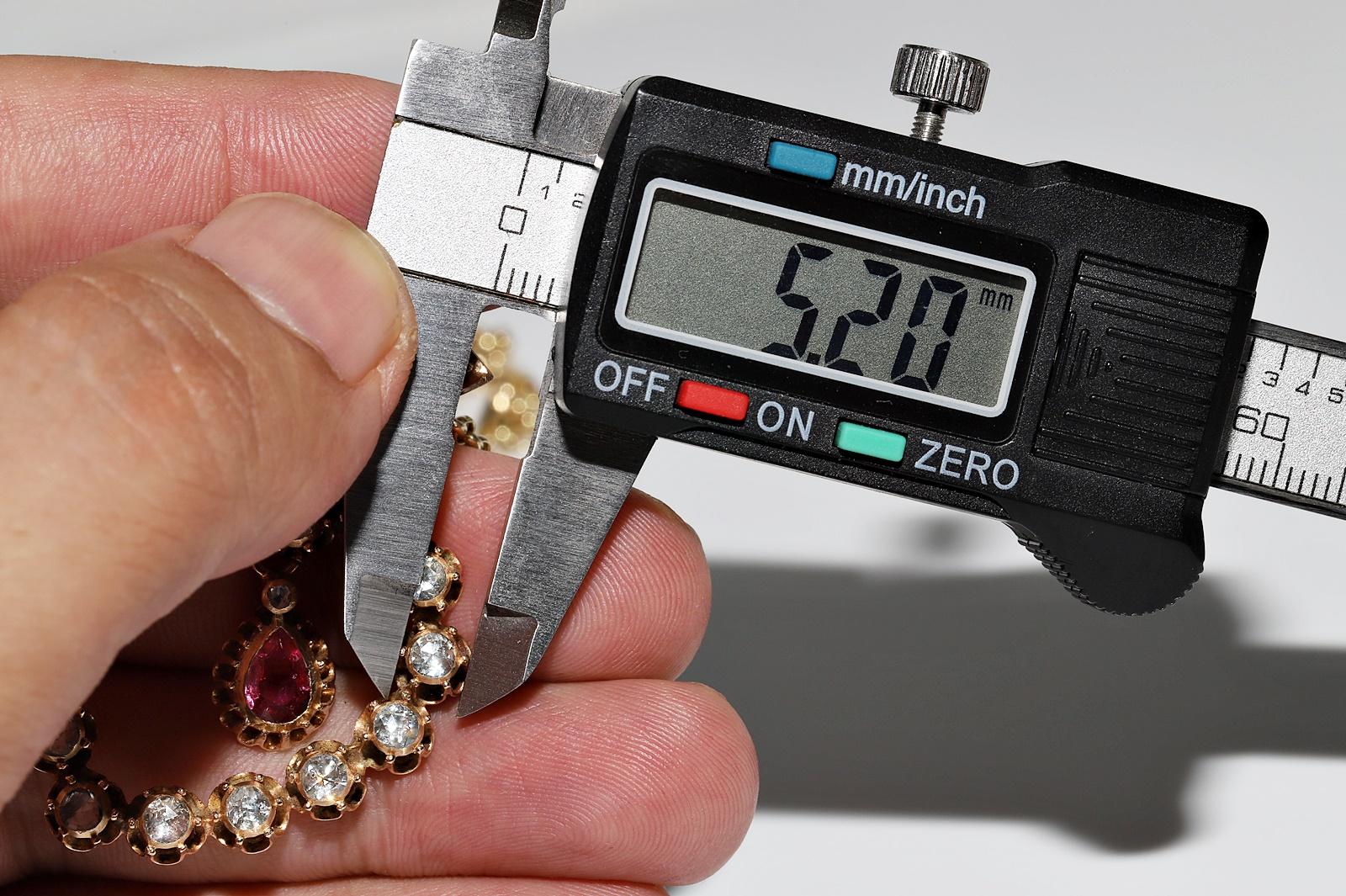 Antike CIRCA 1900s 12k Gold natürlichen Rosenschliff Diamant und Rubin Anhänger Halskette im Angebot 13