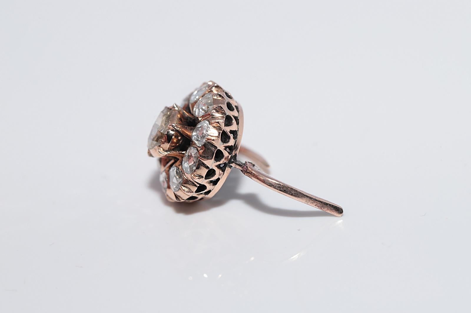 Antiguo Circa 1900s Pendiente de Oro de 12 quilates decorado con diamantes naturales talla rosa en venta 7