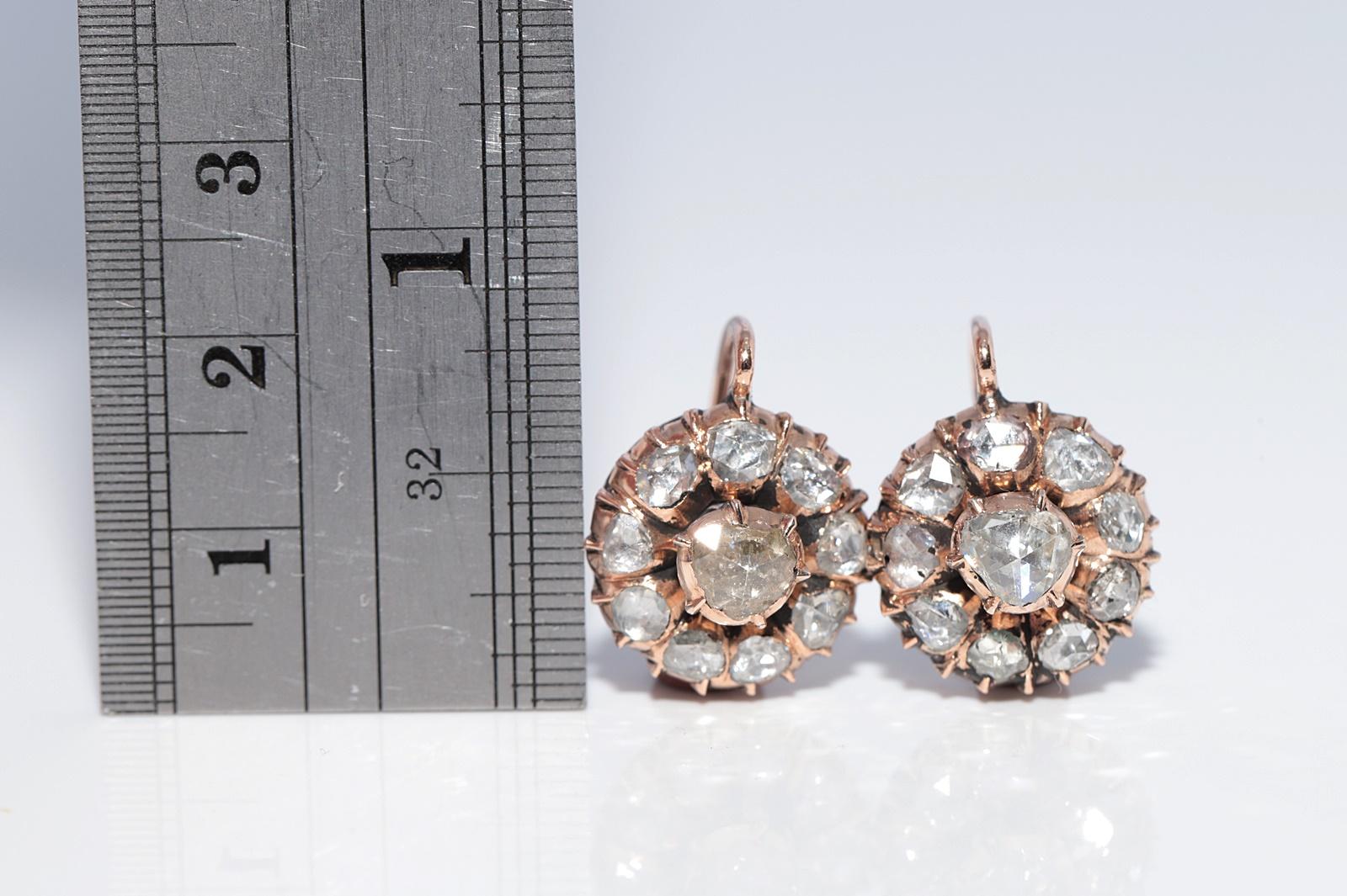 Antiguo Circa 1900s Pendiente de Oro de 12 quilates decorado con diamantes naturales talla rosa en Bueno estado para la venta en Fatih/İstanbul, 34
