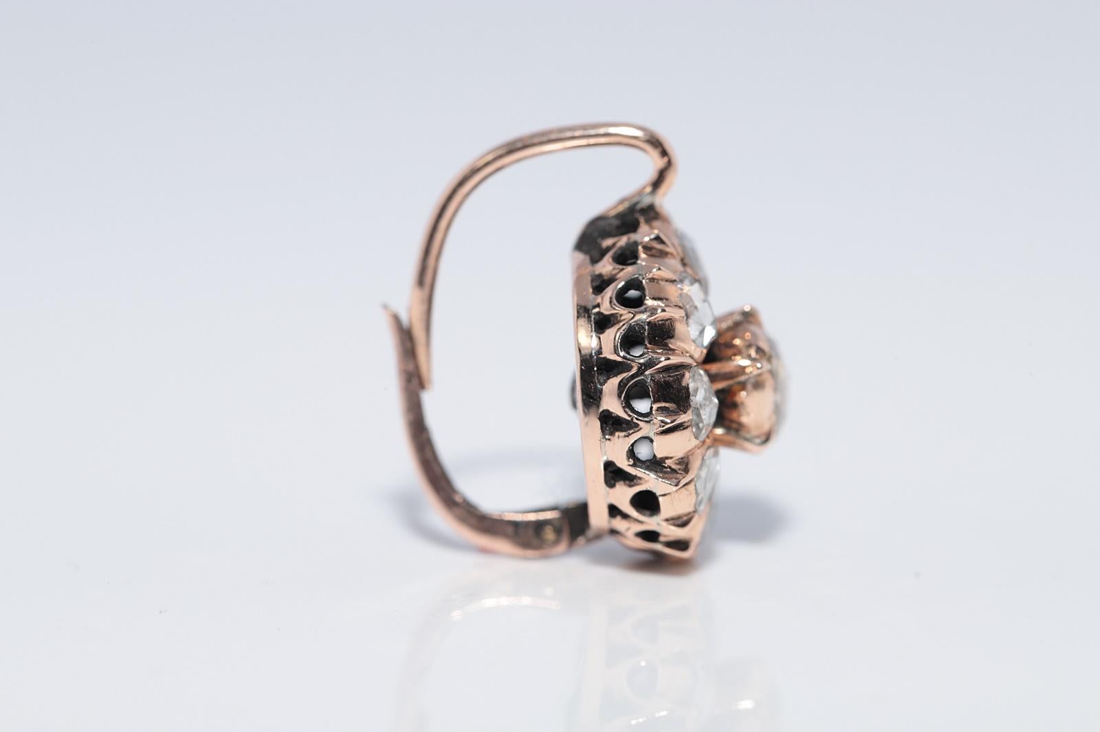 Antiguo Circa 1900s Pendiente de Oro de 12 quilates decorado con diamantes naturales talla rosa en venta 1