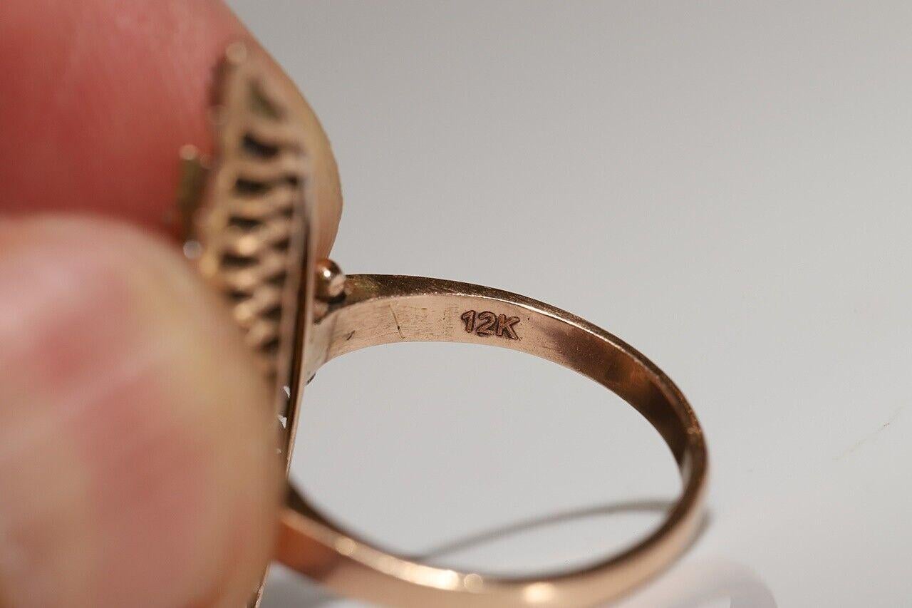 Antiker Navette-Ring, um 1900, 12 Karat Gold, natürlicher Diamant im Rosenschliff, dekoriert Damen im Angebot