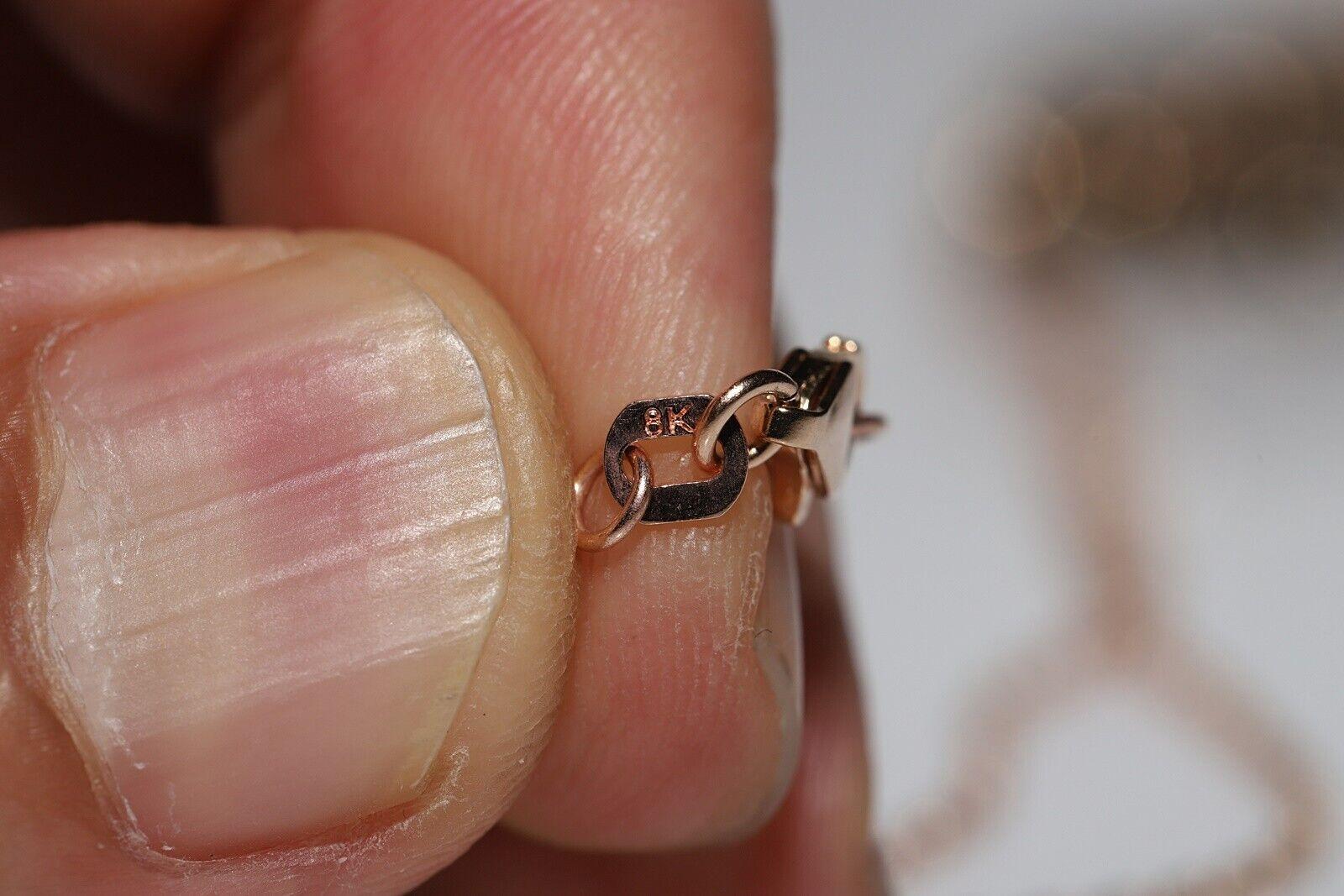 Collana antica CIRCA 1900 in oro 12k con ciondolo Dimond taglio rosa naturale e smalto in vendita 4