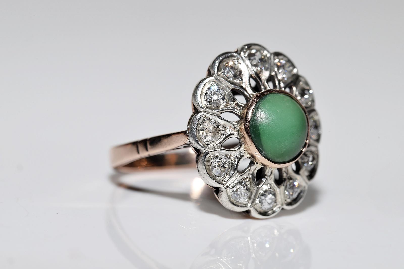 Anello antico del 1900 circa in oro 12k e argento con diamanti naturali e turchesi in vendita 4
