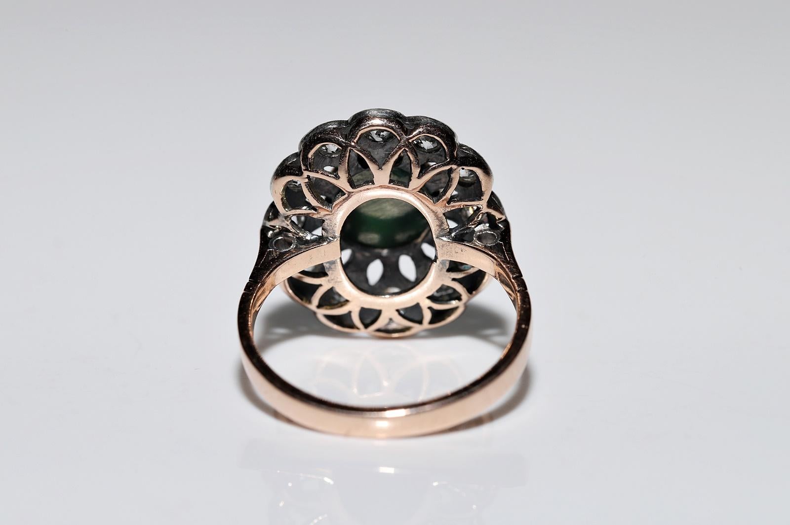 Anello antico del 1900 circa in oro 12k e argento con diamanti naturali e turchesi in vendita 6