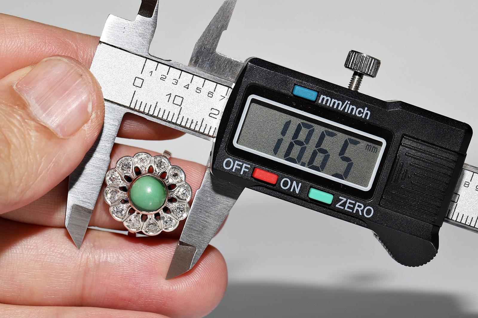 Anello antico del 1900 circa in oro 12k e argento con diamanti naturali e turchesi in vendita 8