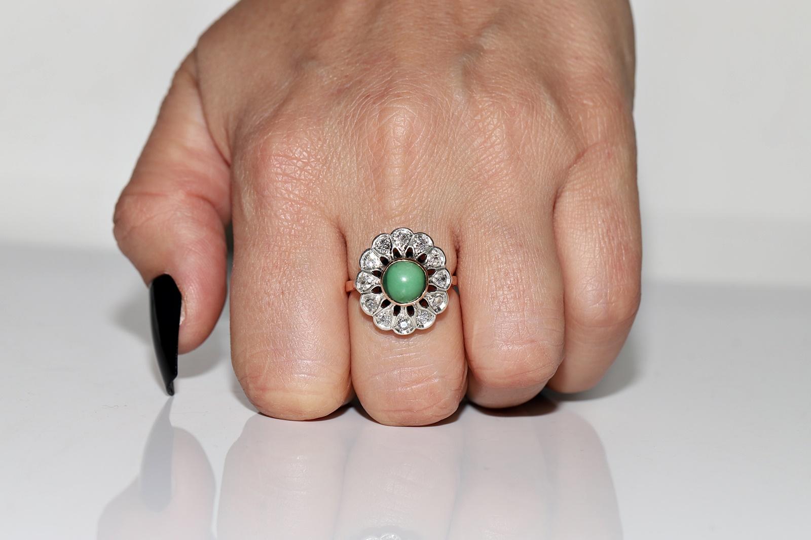 Taglio brillante Anello antico del 1900 circa in oro 12k e argento con diamanti naturali e turchesi in vendita