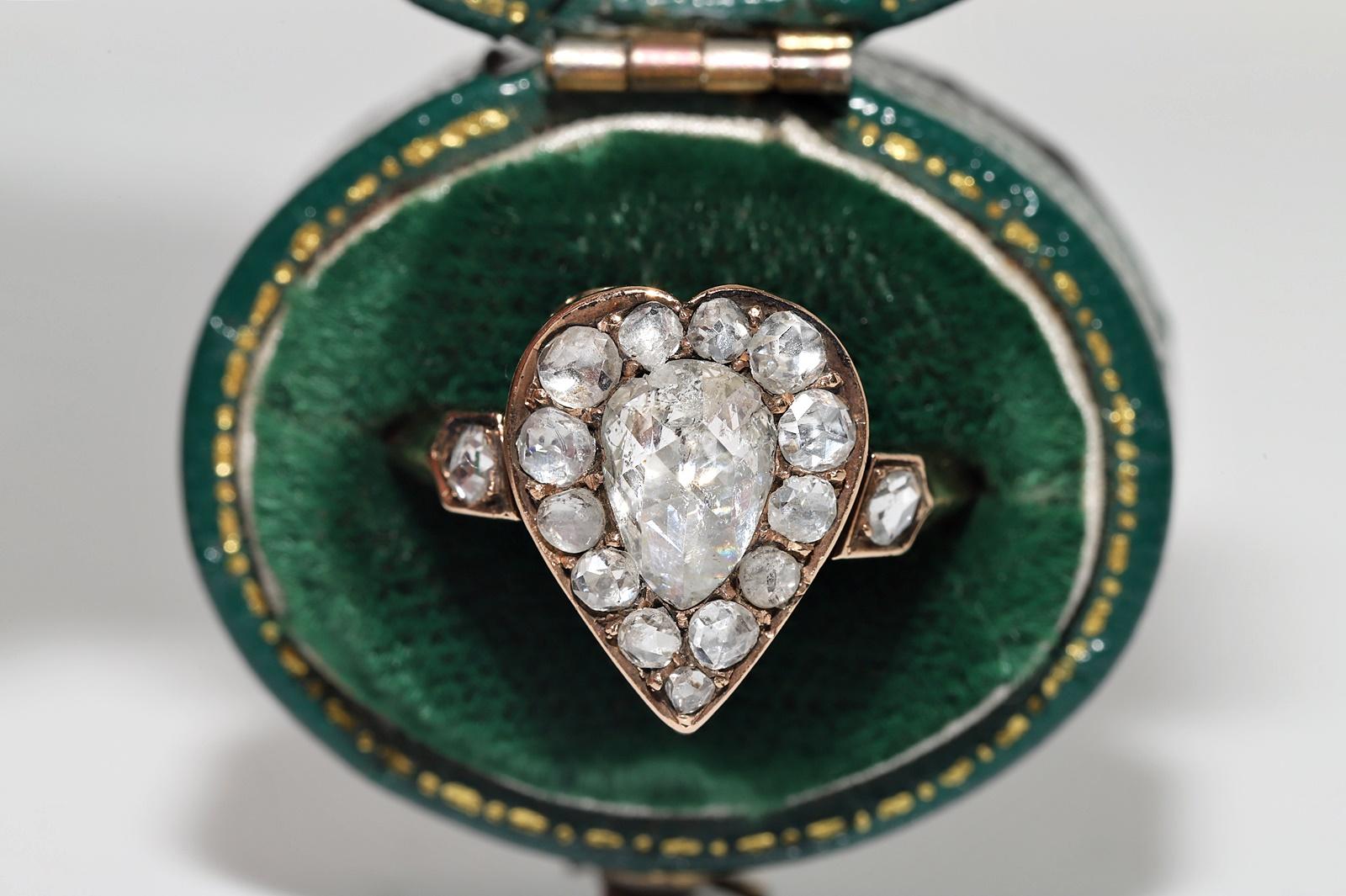 In very good condition.
Total weight is 4.1 grams.
The main diamond is 1.30 ct.
Totally is all diamond 2.05 ct.
The diamond is has generally H-I-J color and s1-s2-s3-Pique 1-2 clarity.
Ring size is US 6.8 
We can make any size.
Box is not