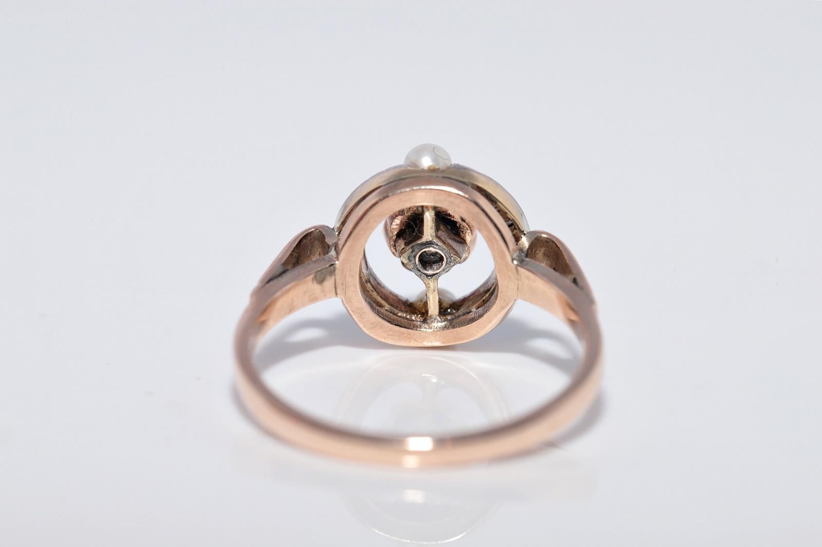 Anello antico CIRCA il 1900 in oro 14k con diamanti naturali e perle in vendita 6