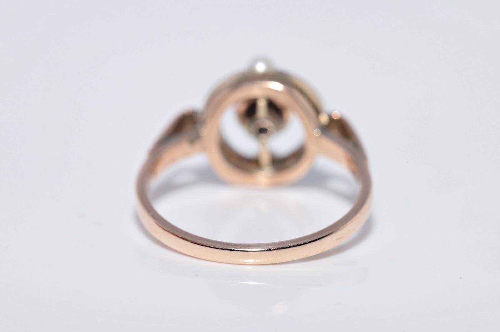 Anello antico CIRCA il 1900 in oro 14k con diamanti naturali e perle in vendita 7