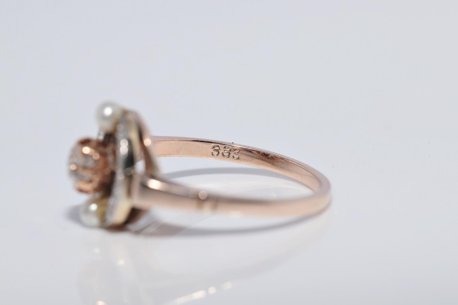 Anello antico CIRCA il 1900 in oro 14k con diamanti naturali e perle in vendita 8