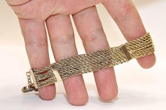 Antique Circa 1900s 14k Gold Natural Diamond And Enamel Decorated Bracelet