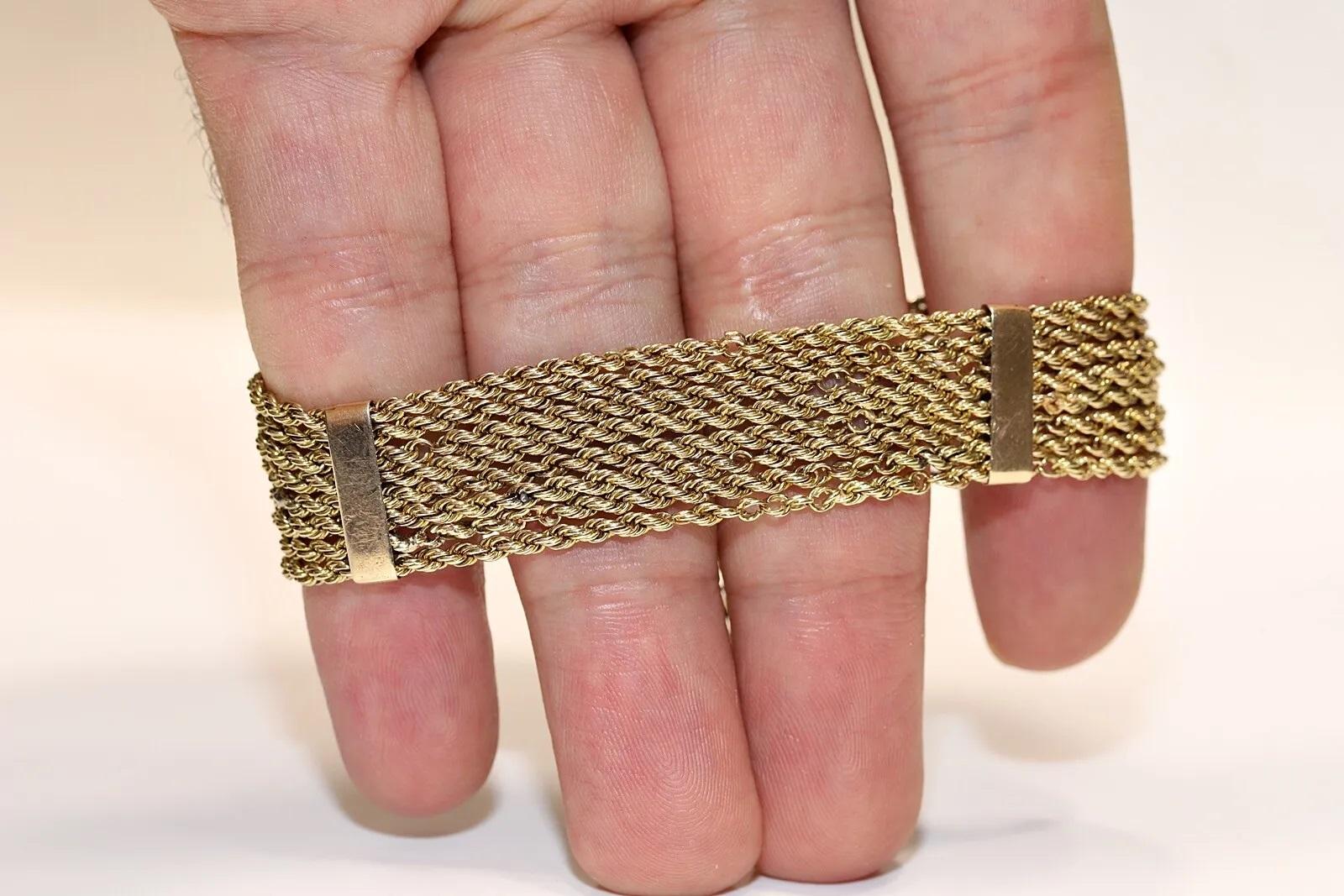 Bracelet ancien des années 1900 en or 14 carats décoré de diamants naturels et d'émail Bon état - En vente à Fatih/İstanbul, 34