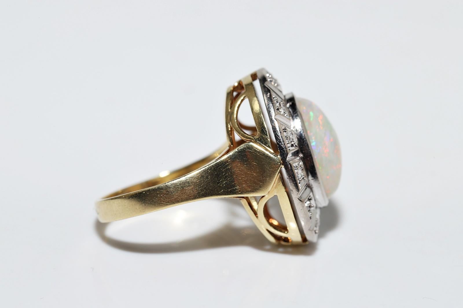 Antique Circa 1900s 14k Gold Natural Diamond And Opal Decorated Ring  For Sale 1