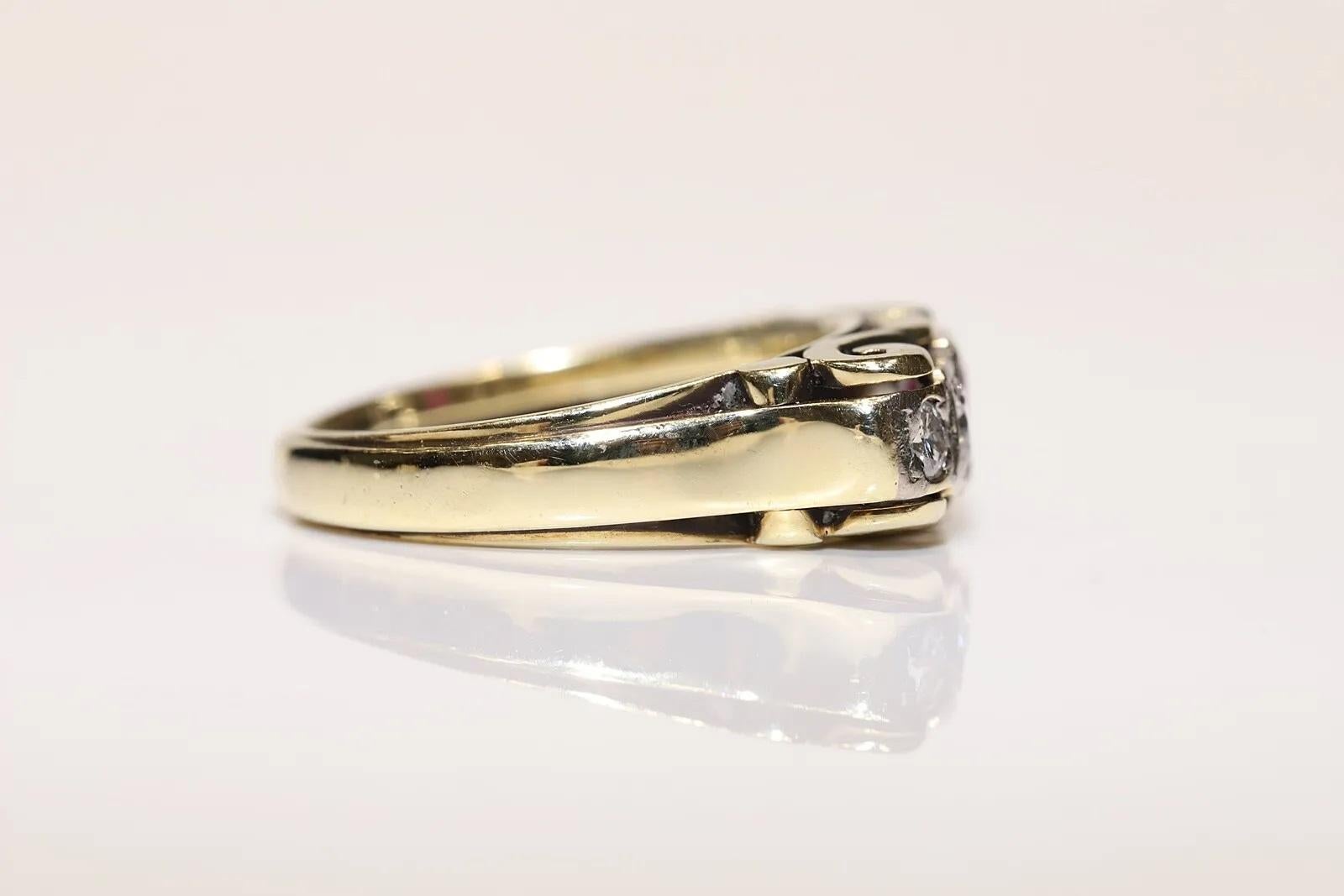 Antiker 14k Gold Ring mit natürlichem Diamant und Rubin, dekoriert, um 1900er Jahre  (Spätviktorianisch) im Angebot