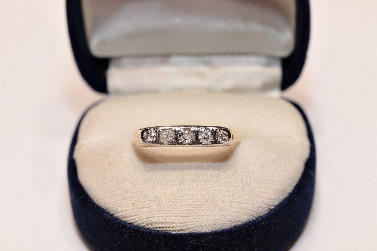 Antiker 14k Gold Ring mit natürlichem Diamant-Dekor, um 1900er Jahre  im Angebot 5