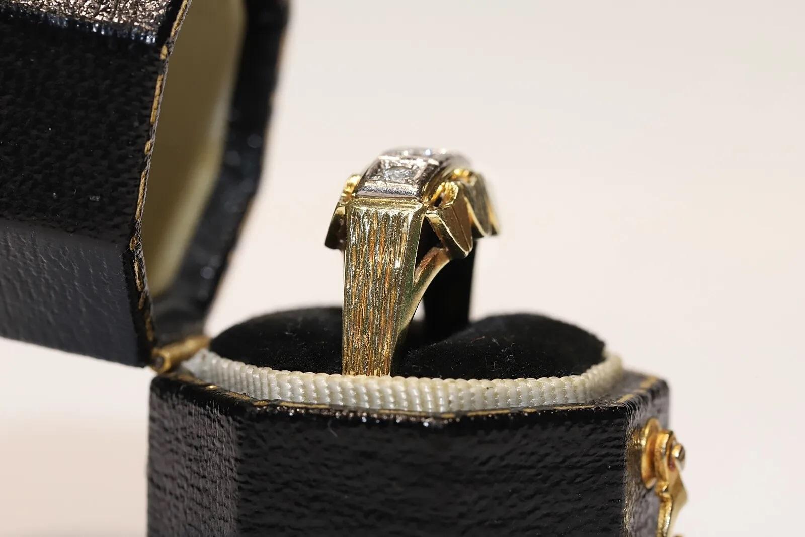 Antiker 14k Gold Ring mit natürlichem Diamant-Dekor, um 1900er Jahre  im Angebot 6