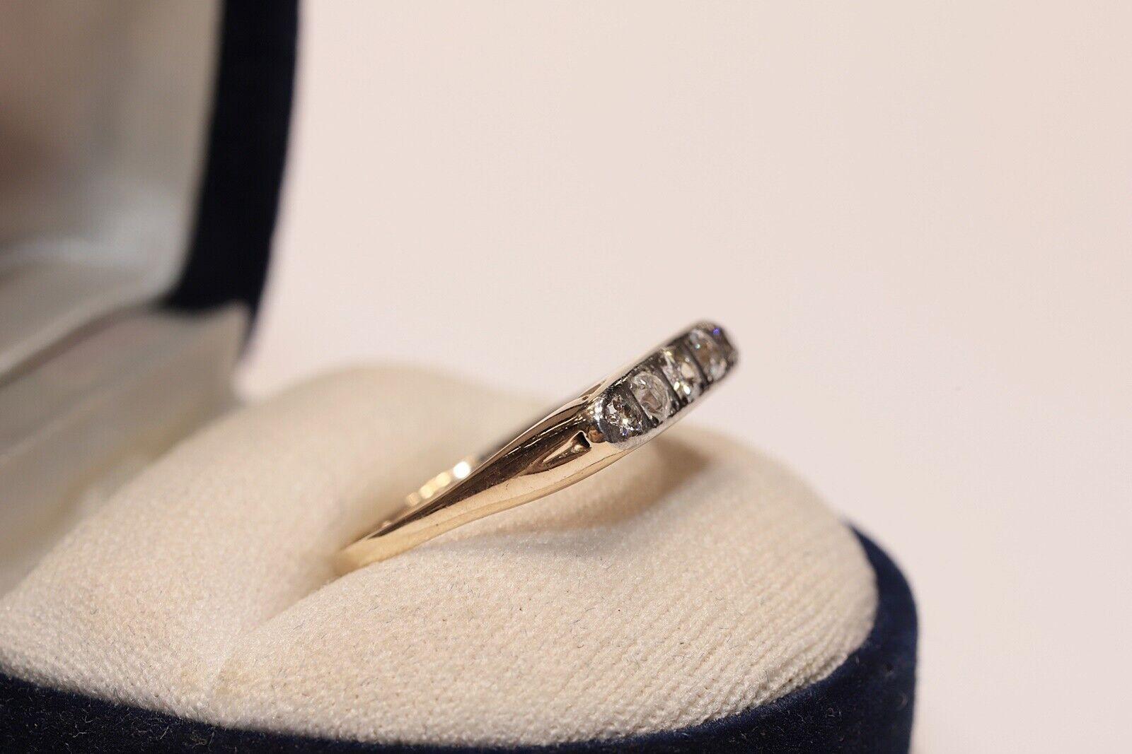 Antique Circa 1900s 14k Gold Natural Diamond Decorated Band Ring  For Sale 6