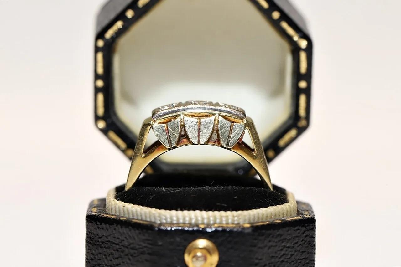 Bague jonc ancienne des années 1900 en or 14 carats décorée de diamants naturels  en vente 7