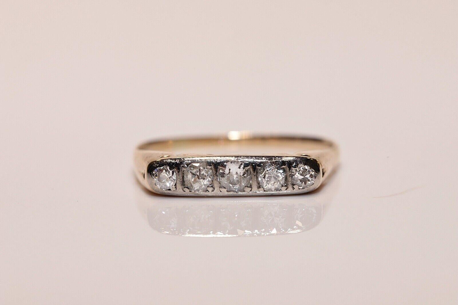 Antique Circa 1900s 14k Gold Natural Diamond Decorated Band Ring  For Sale 7