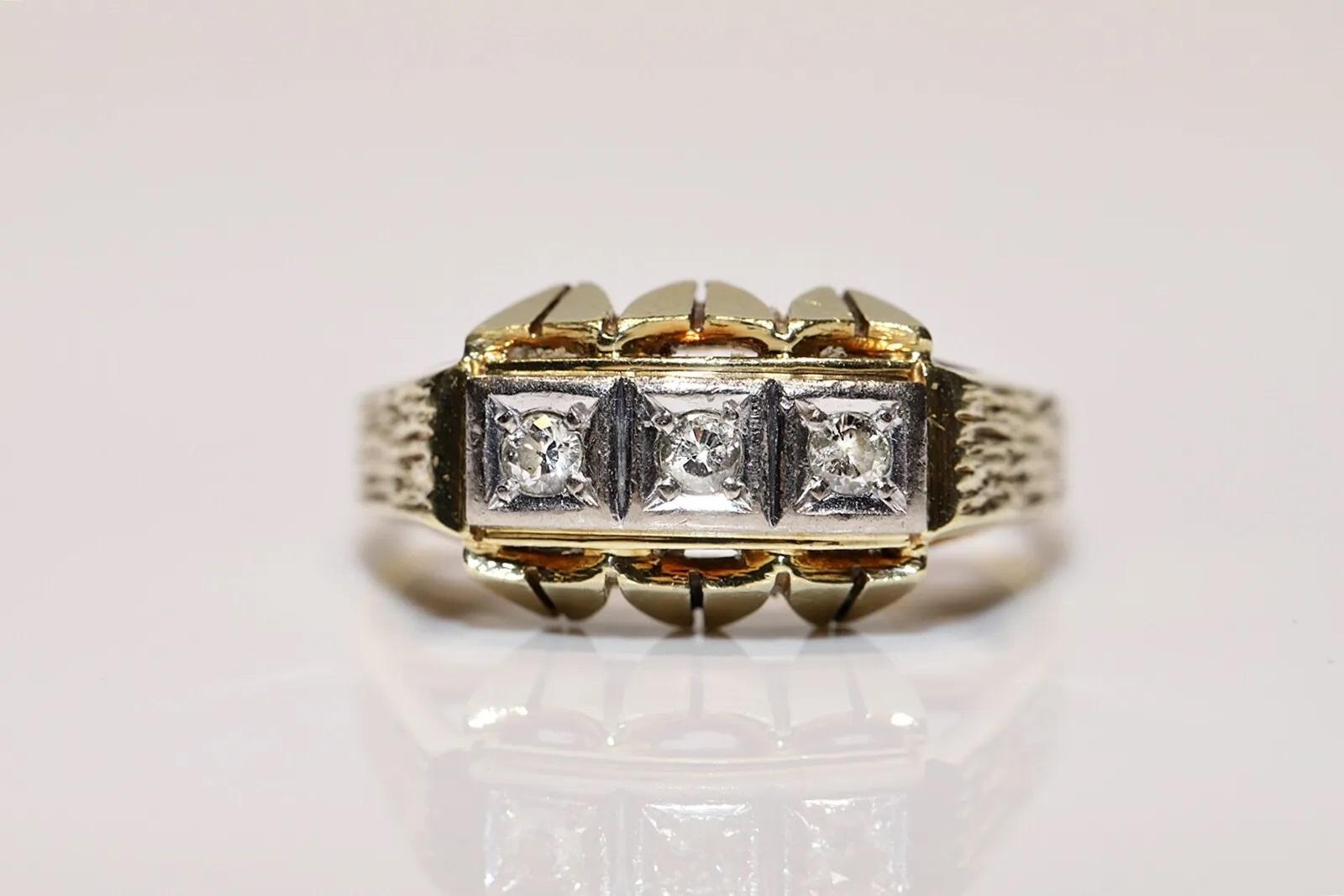 Late Victorian Antique Circa 1900s 14k Gold Natural Diamond Decorated Band Ring  For Sale