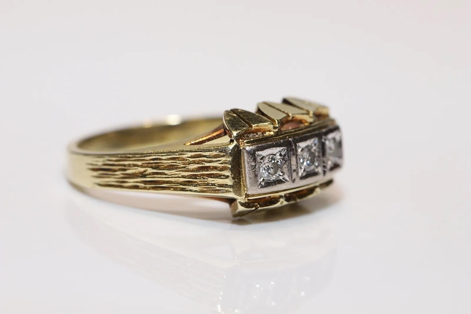 Brilliant Cut Antique Circa 1900s 14k Gold Natural Diamond Decorated Band Ring  For Sale