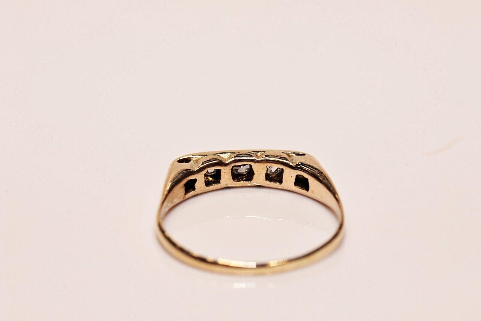 Brilliant Cut Antique Circa 1900s 14k Gold Natural Diamond Decorated Band Ring  For Sale