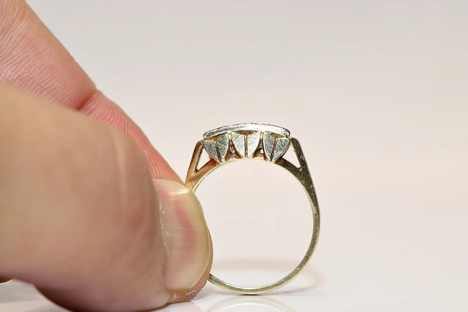 Antiker 14k Gold Ring mit natürlichem Diamant-Dekor, um 1900er Jahre  Damen im Angebot