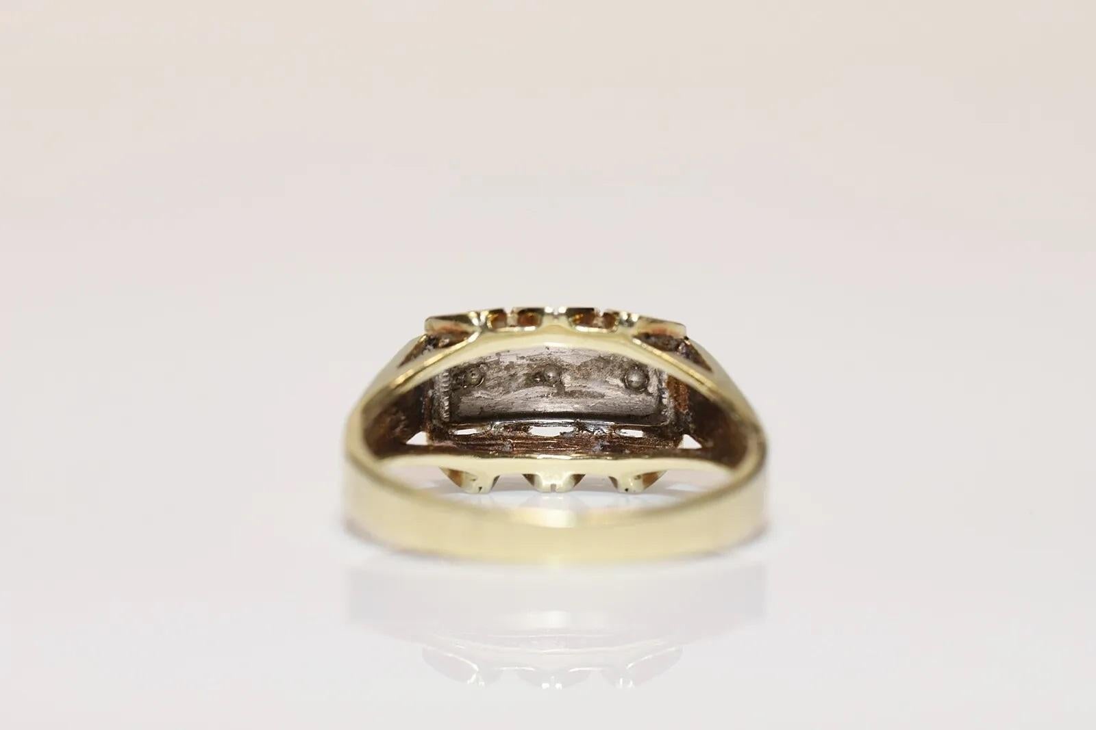 Antique Circa 1900s 14k Gold Natural Diamond Decorated Band Ring  For Sale 2