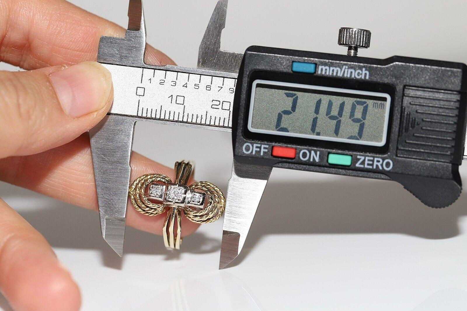 Anello antico CIRCA 1900 in oro 14k con diamanti naturali e decorazioni a navette in vendita 4