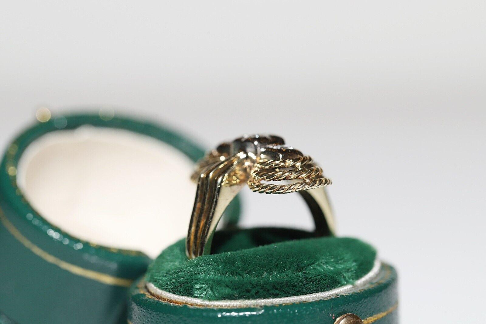 Victorien Bague navette ancienne des années 1900 en or 14 carats décorée de diamants naturels en vente
