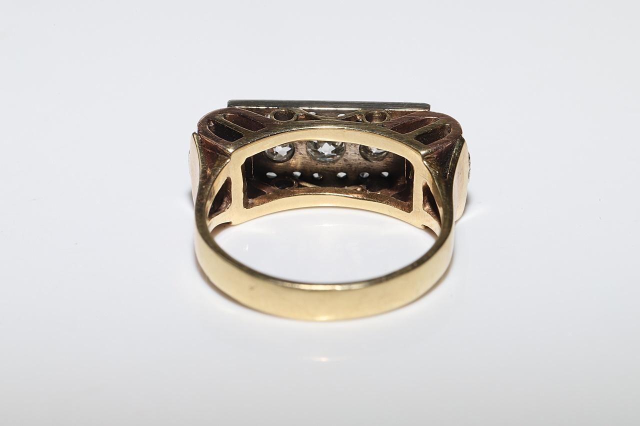 Antiguo Circa 1900s 14k Oro Diamante Natural Decorado Bonito Anillo en venta 5