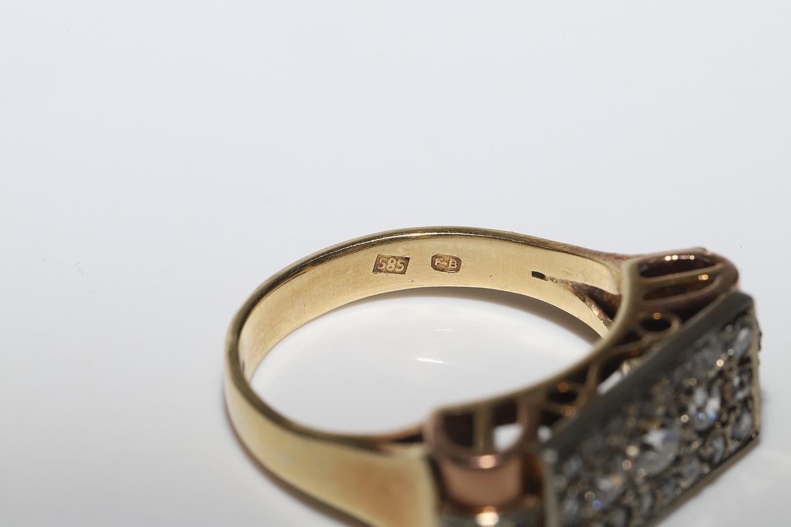 Antiguo Circa 1900s 14k Oro Diamante Natural Decorado Bonito Anillo en venta 6