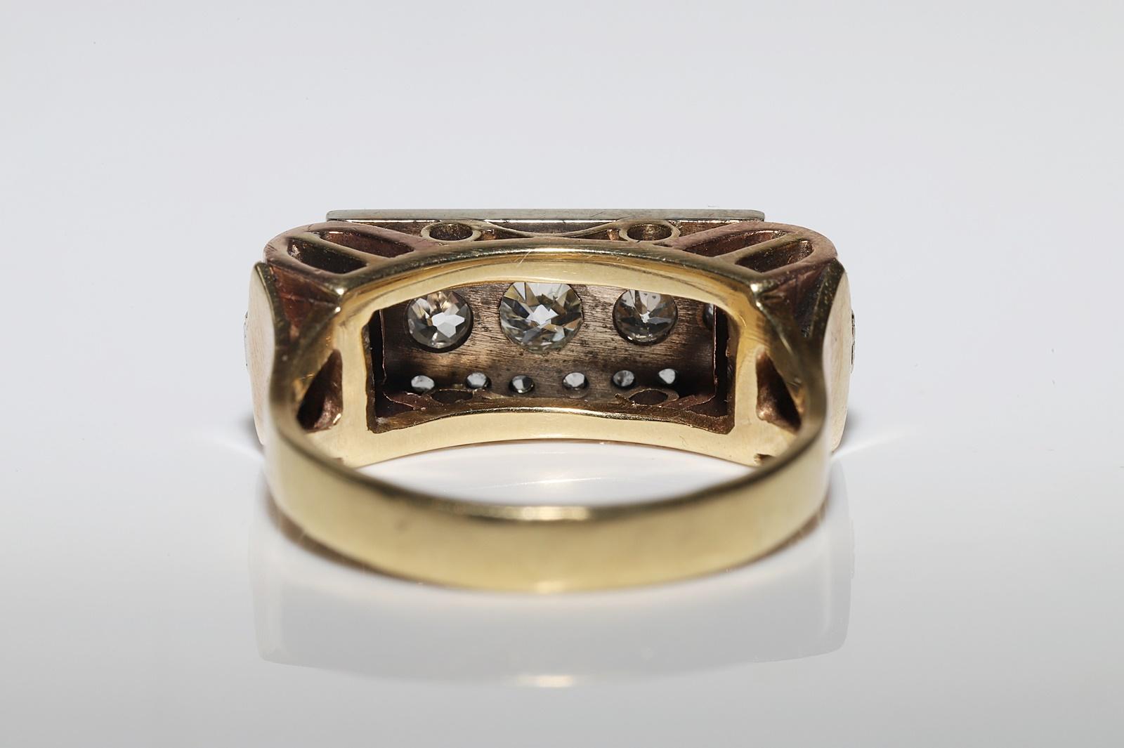 Jolie bague ancienne des années 1900 en or 14 carats décorée de diamants naturels en vente 7