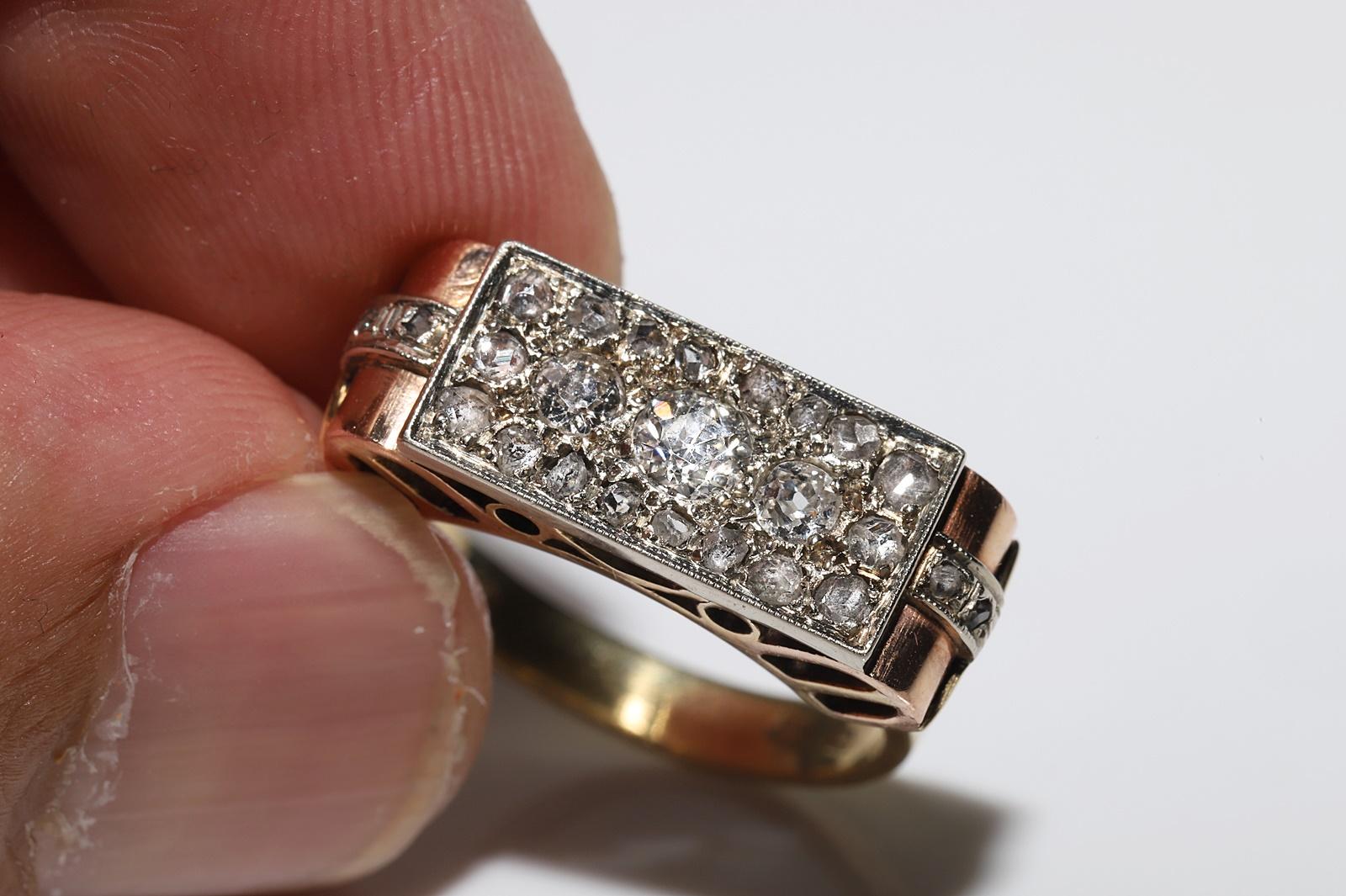 Antiguo Circa 1900s 14k Oro Diamante Natural Decorado Bonito Anillo en venta 10