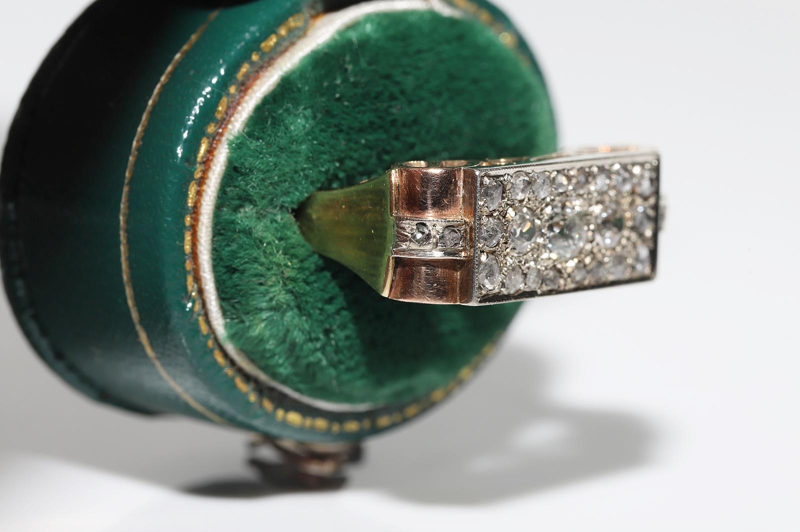 Jolie bague ancienne des années 1900 en or 14 carats décorée de diamants naturels Pour femmes en vente