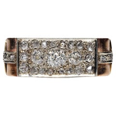 Antiguo Circa 1900s 14k Oro Diamante Natural Decorado Bonito Anillo