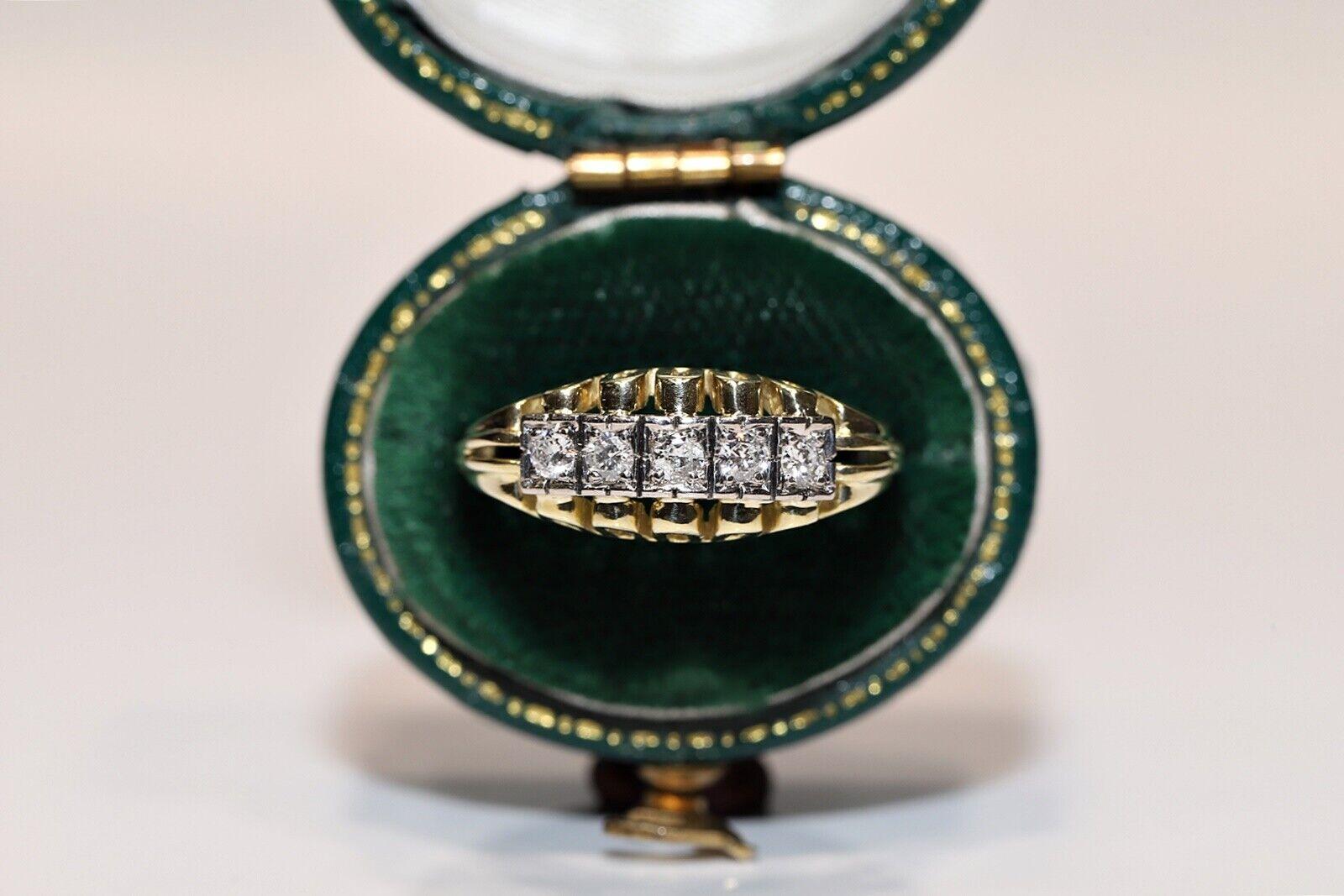 Antiker 14k Gold natürlicher Diamant-Dekorierter Ring, um 1900er Jahre  im Angebot 4