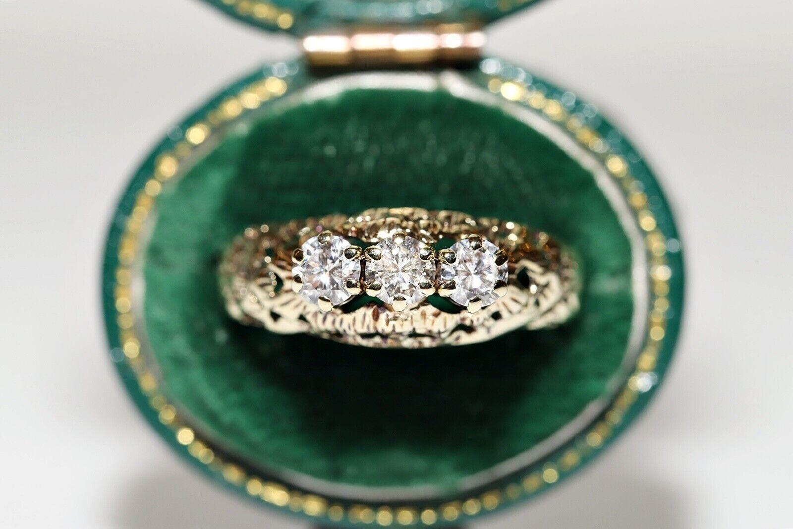 Antique Circa 1900s 14k Gold Natural Diamond Decorated Ring For Sale 5