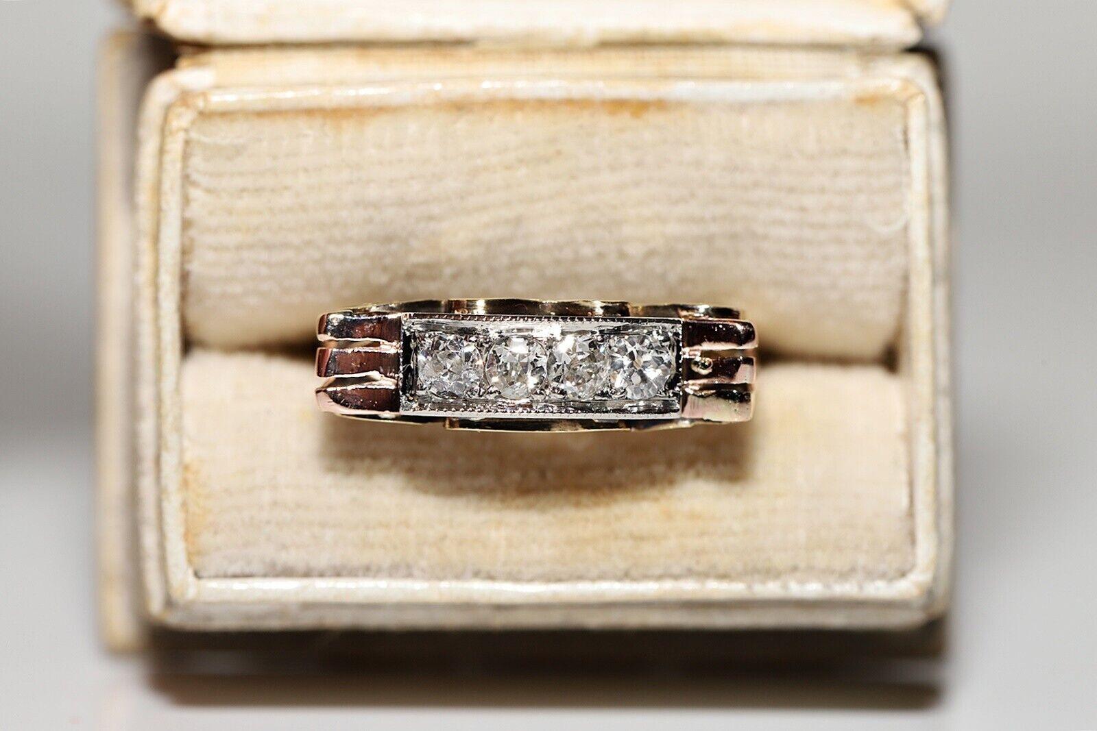 Antique Circa 1900s 14k Gold Natural Diamond Decorated Ring For Sale 5