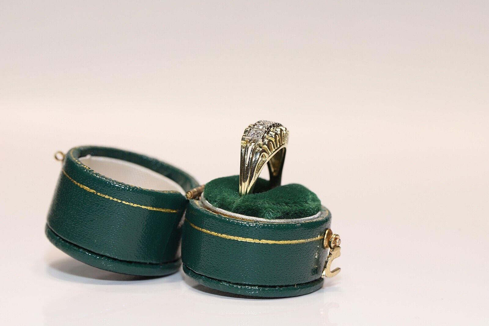 Bague ancienne des années 1900 en or 14 carats décorée de diamants naturels en vente 6