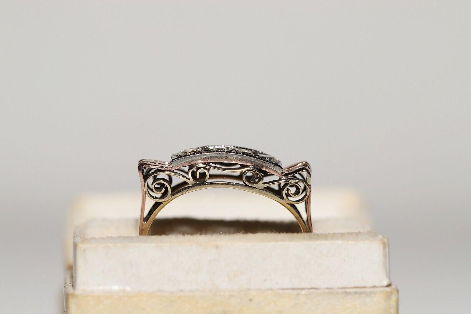 Bague ancienne des années 1900 en or 14 carats décorée de diamants naturels en vente 6