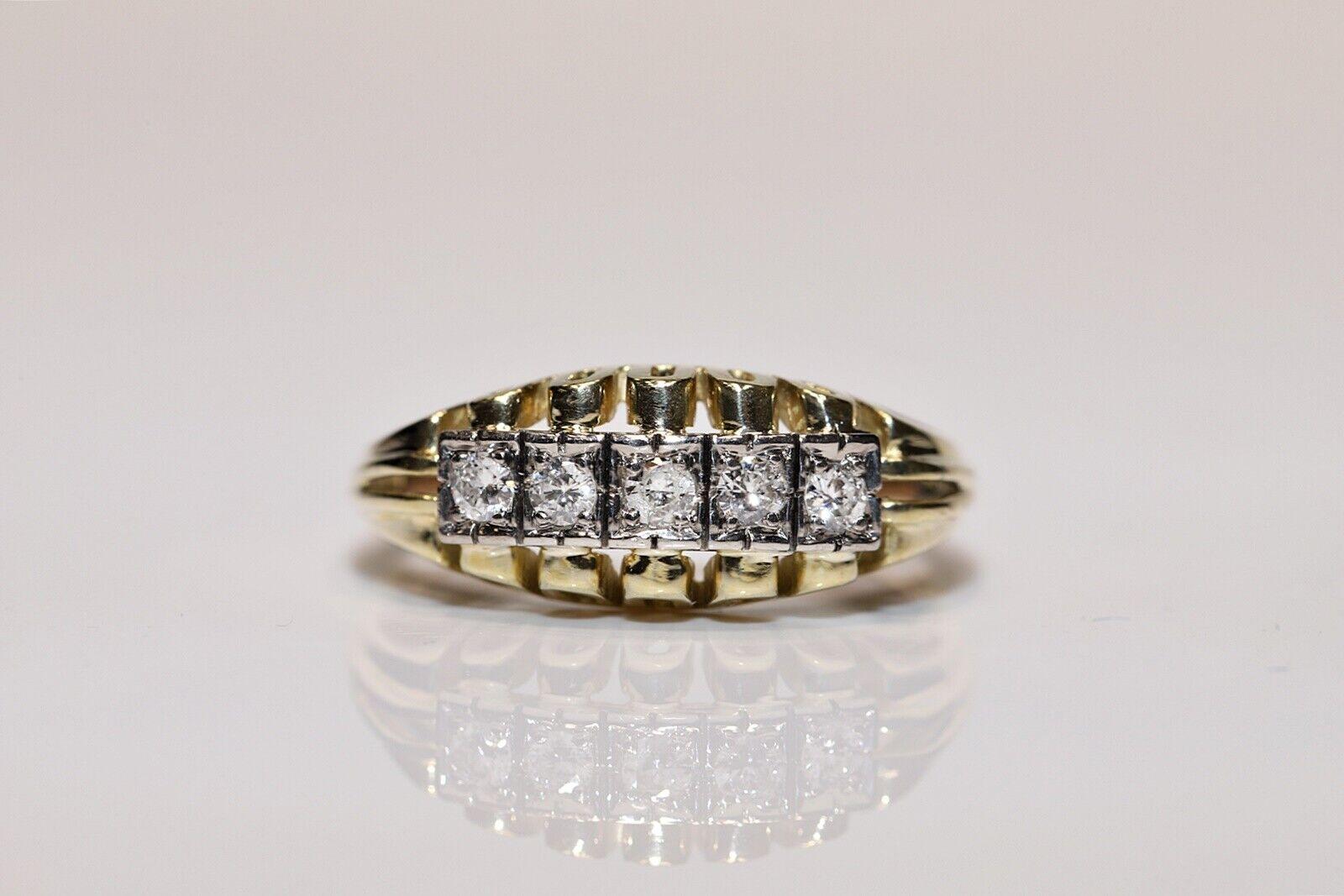 Antique Circa 1900s 14k Gold Natural Diamond Decorated Ring  For Sale 7