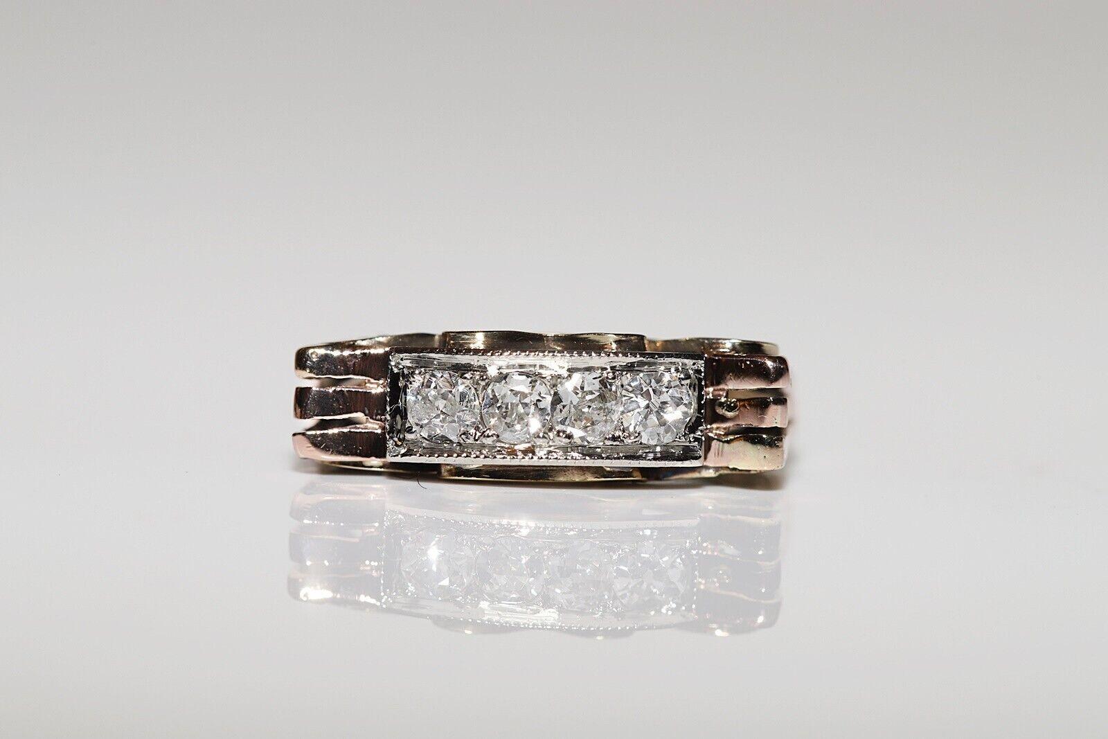Antique Circa 1900s 14k Gold Natural Diamond Decorated Ring For Sale 7