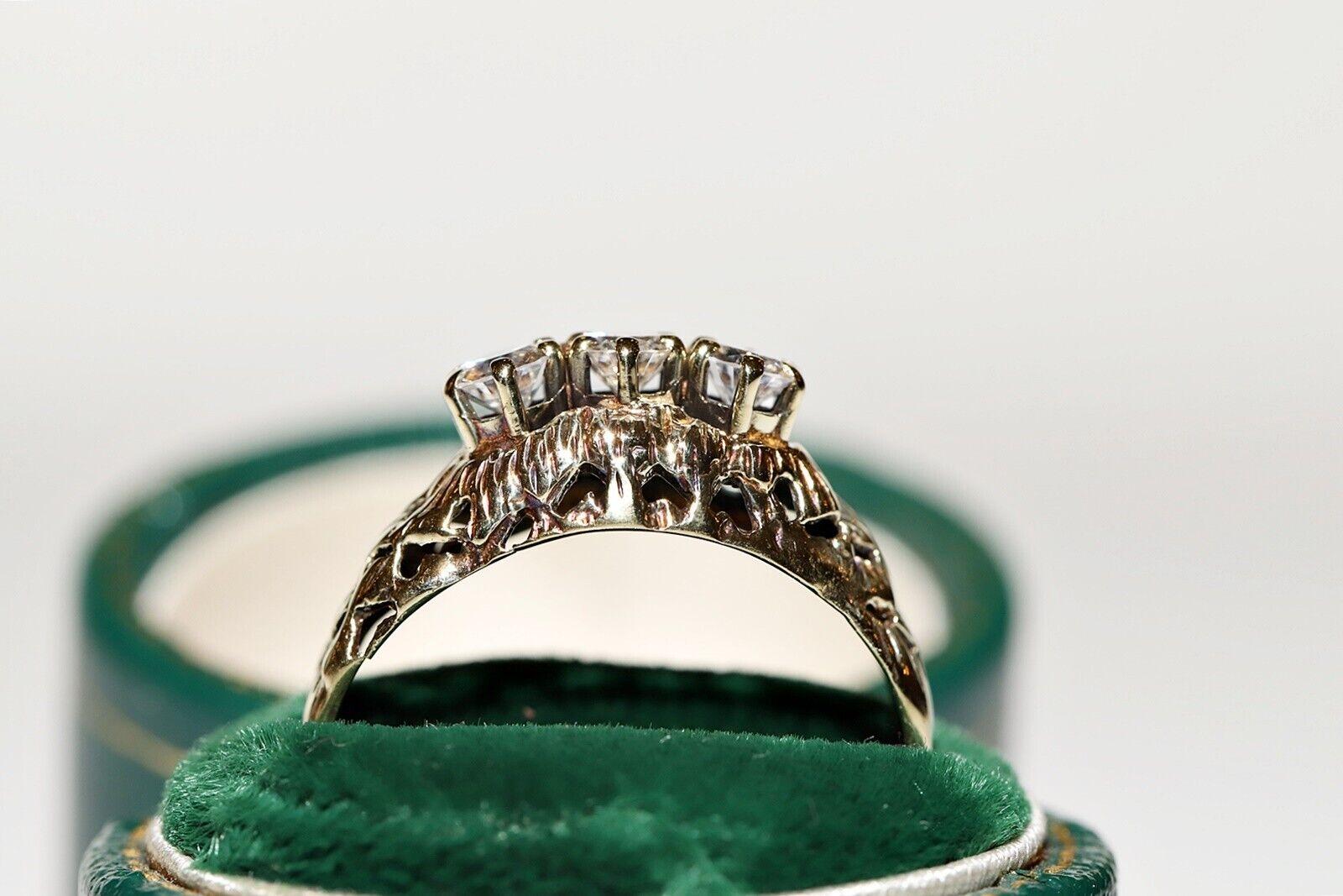 Bague ancienne des années 1900 en or 14 carats décorée de diamants naturels en vente 7