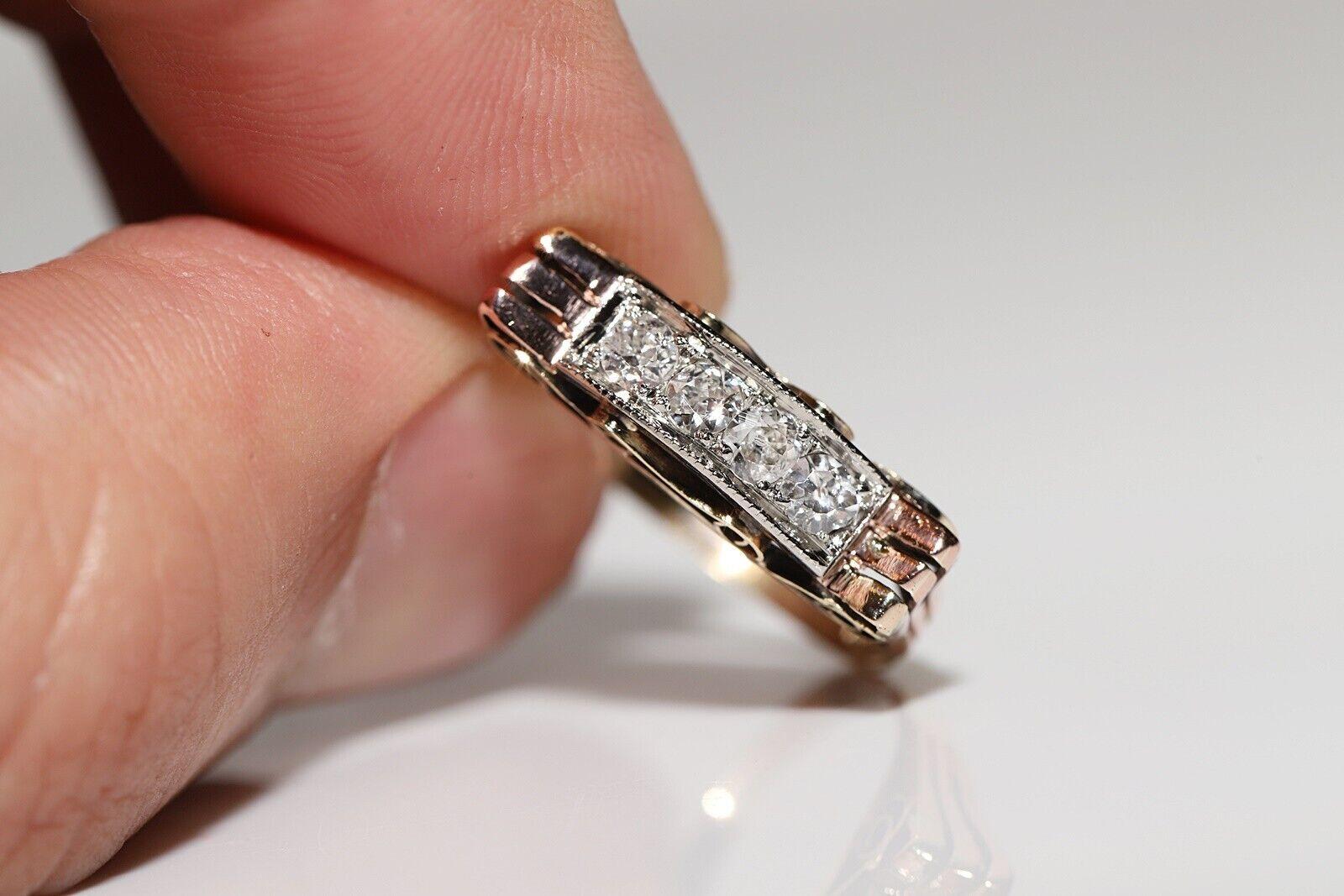 Antiker 14k Gold natürlicher Diamant-Dekorierter Ring, um 1900er Jahre (Viktorianisch) im Angebot