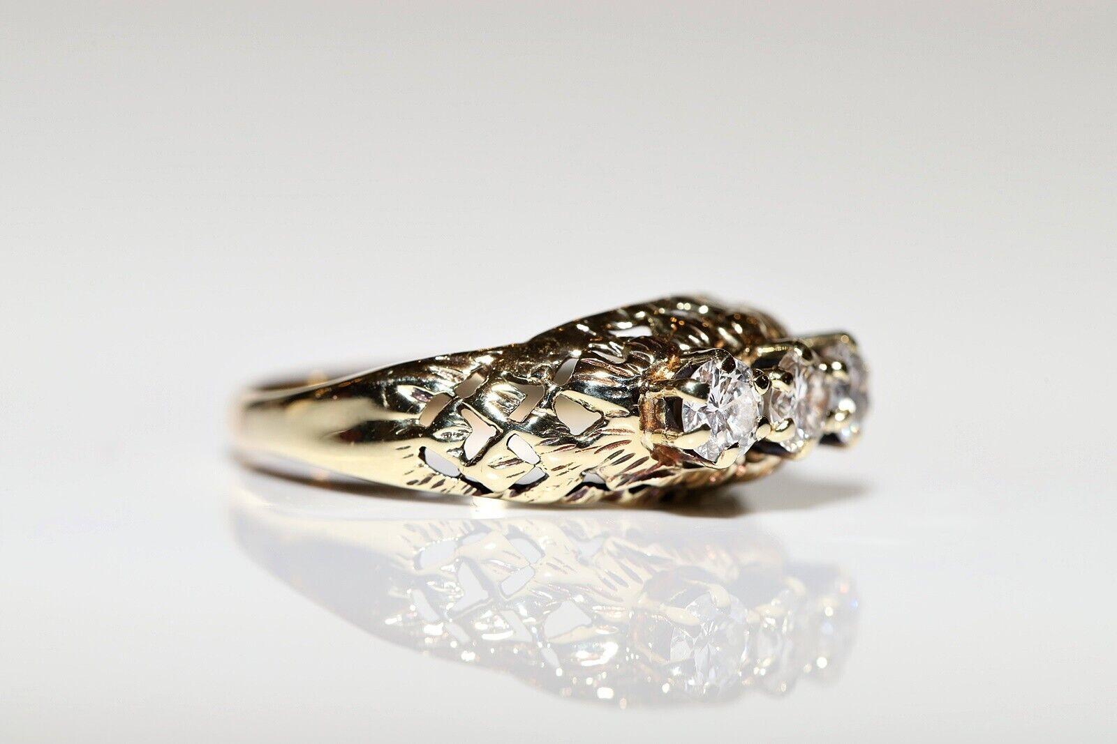 Victorien Bague ancienne des années 1900 en or 14 carats décorée de diamants naturels en vente