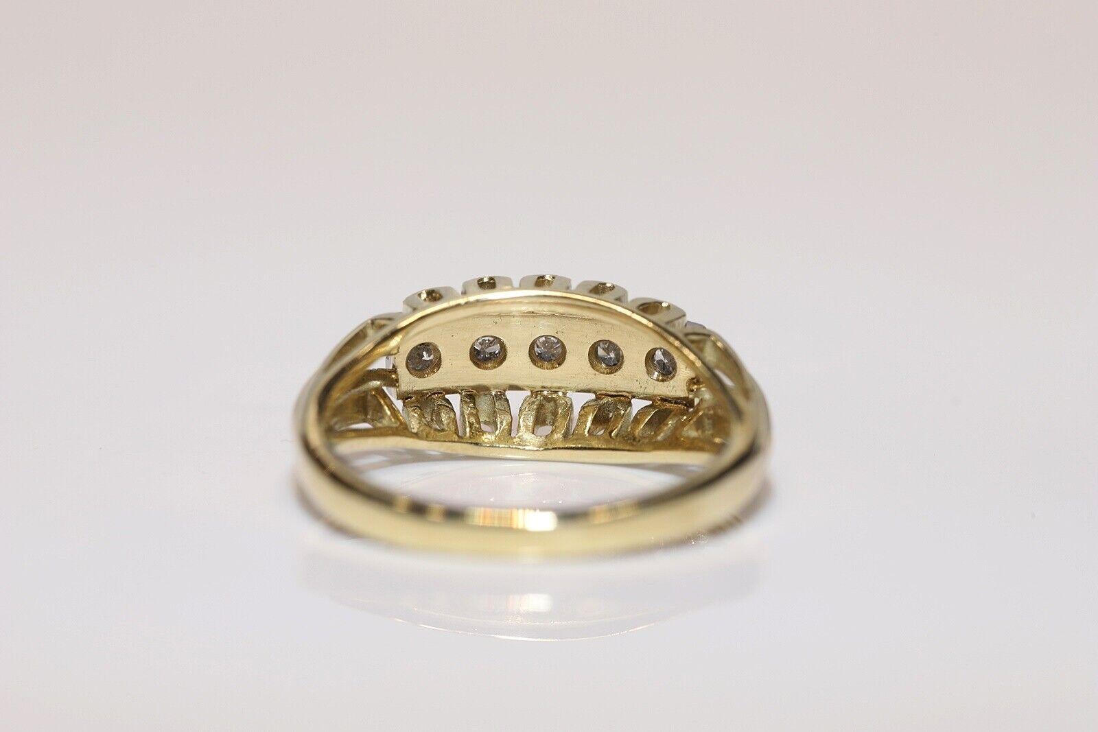 Brilliant Cut Antique Circa 1900s 14k Gold Natural Diamond Decorated Ring  For Sale