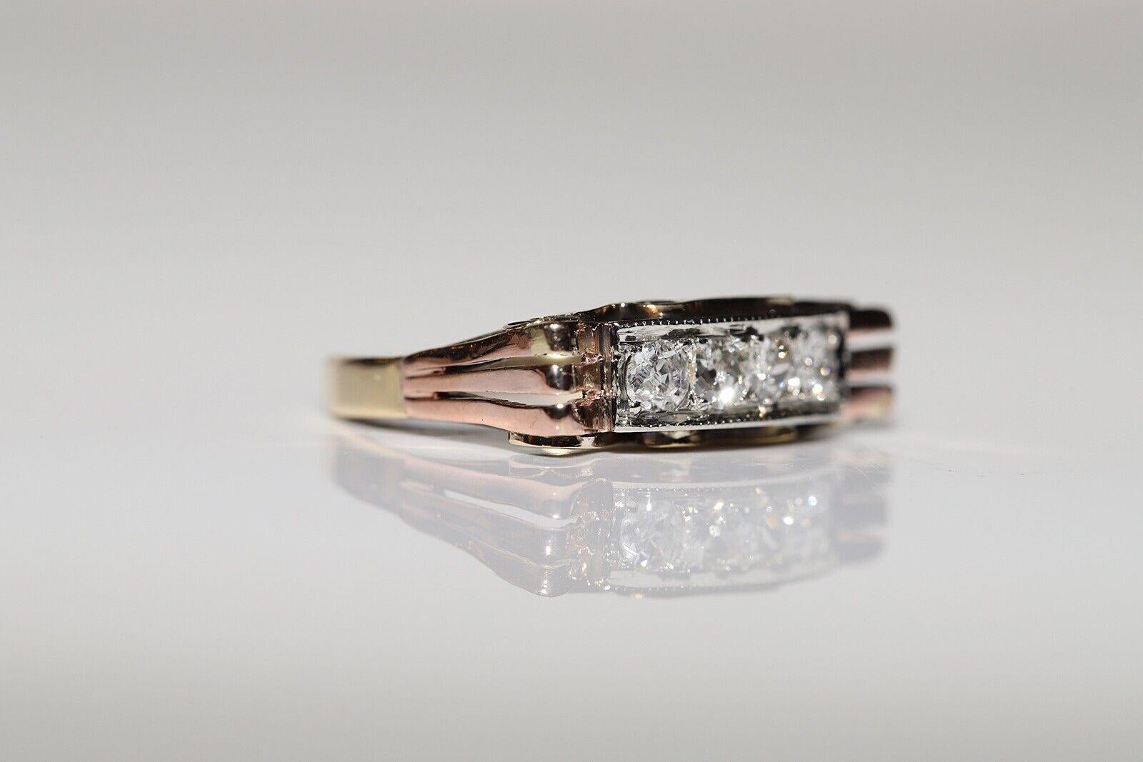 Antiker 14k Gold natürlicher Diamant-Dekorierter Ring, um 1900er Jahre im Zustand „Gut“ im Angebot in Fatih/İstanbul, 34